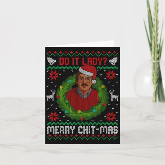 Funny Merry Chit-mas Ugly Christmas Sweater Karte (Vorderseite)