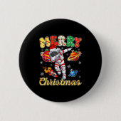 Funny Merry Christmas Astronaut Dabbing Space Snow Button (Vorderseite)