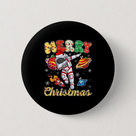 Funny Merry Christmas Astronaut Dabbing Space Snow Button (Vorderseite)