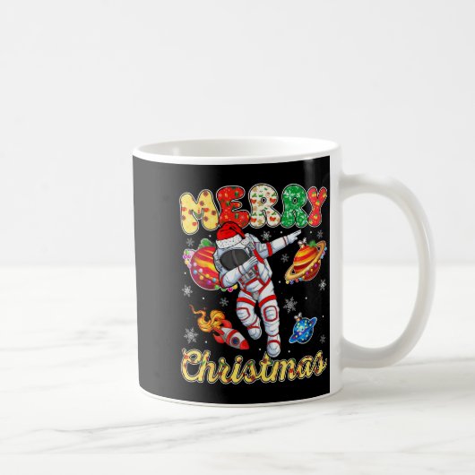 Funny Merry Christmas Astronaut Dabbing Space Snow Kaffeetasse (Rechts)