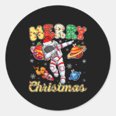 Funny Merry Christmas Astronaut Dabbing Space Snow Runder Aufkleber (Vorderseite)
