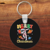 Funny Merry Christmas Astronaut Dabbing Space Snow Schlüsselanhänger (Vorderseite)