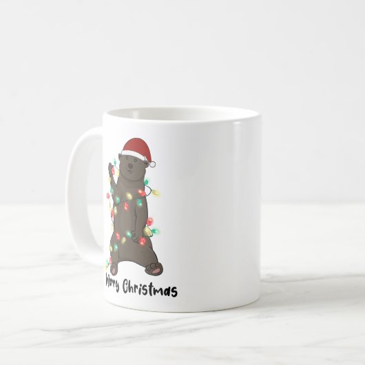 Funny Merry Christmas Bear Kaffeetasse (Vorderseite Links)