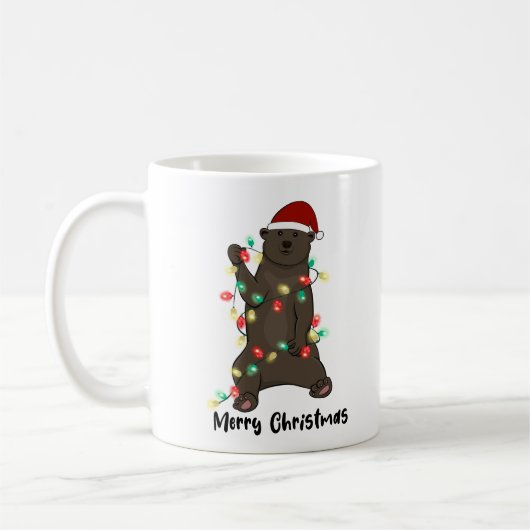 Funny Merry Christmas Bear Kaffeetasse (Links)