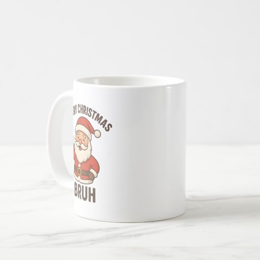 Funny Merry Christmas Bruh Santa Style Kaffeetasse (Vorderseite Links)