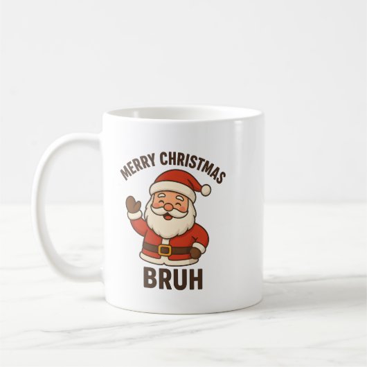Funny Merry Christmas Bruh Santa Style Kaffeetasse (Links)