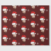 Funny Merry Christmas Custom Santa Face Burgundy Geschenkpapier (Flach)
