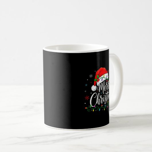 Funny Merry Christmas Cute Santa Hat Xmas Matching Kaffeetasse (VorderseiteRechts)