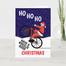 Funny Merry Christmas Cycling Santa