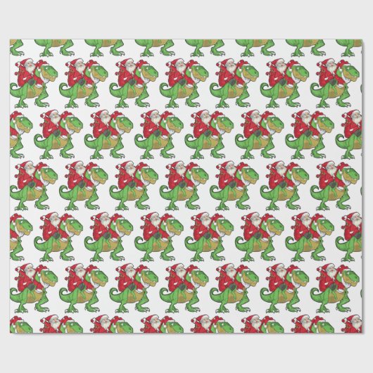 Funny Merry Christmas Dinosaur Santa Claus Geschenkpapier (Flach)