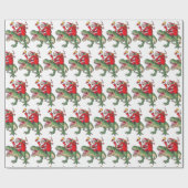 Funny Merry Christmas Dinosaur Santa Claus Geschenkpapier (Flach)