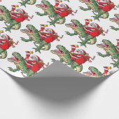 Funny Merry Christmas Dinosaur Santa Claus Geschenkpapier (Ecke)
