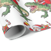 Funny Merry Christmas Dinosaur Santa Claus Geschenkpapier (Rolleneckpunkt)