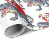 Funny Merry Christmas Dinosaur Santa Claus Geschenkpapier (Rolleneckpunkt)