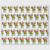 Funny Merry Christmas Dinosaur Weihnachtsmannmütze Geschenkpapier (Flach)