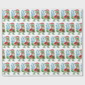 Funny Merry Christmas Dinosaur Weihnachtsmannmütze Geschenkpapier (Flach)