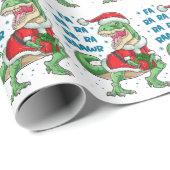 Funny Merry Christmas Dinosaur Weihnachtsmannmütze Geschenkpapier (Rolleneckpunkt)