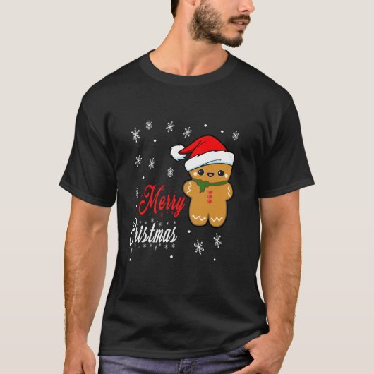 Funny Merry Christmas Gingerbread Man Costume Men T-Shirt (Vorderseite)