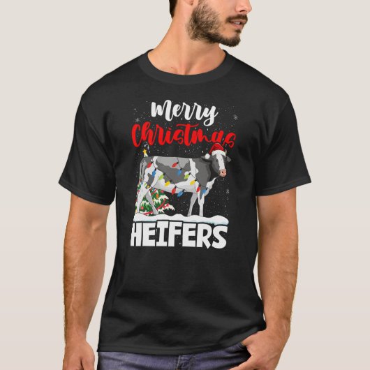 Funny Merry Christmas Heifers Farm Santa Cow for M T-Shirt (Vorderseite)