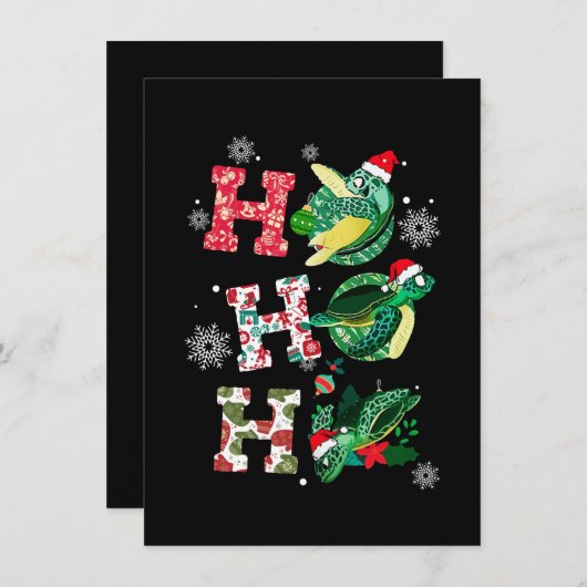 Funny Merry Christmas HO HO HO HO Turtle Santa Einladung (Vorne/Hinten)