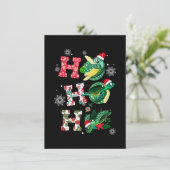 Funny Merry Christmas HO HO HO HO Turtle Santa Einladung (Stehend Vorderseite)
