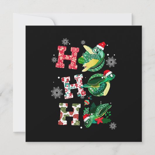 Funny Merry Christmas HO HO HO HO Turtle Santa Einladung (Vorderseite)