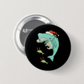 Funny Merry Christmas Ocean Whale Santa Claus Button (Vorne & Hinten)