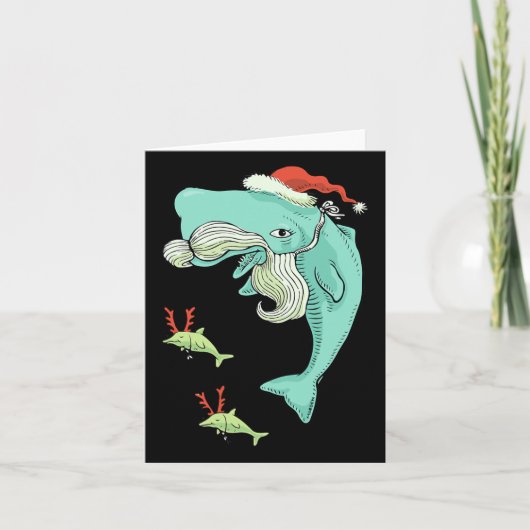 Funny Merry Christmas Ocean Whale Santa Claus Karte (Vorderseite)