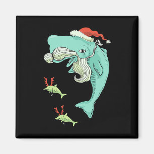 Funny Merry Christmas Ocean Whale Santa Claus Magnet