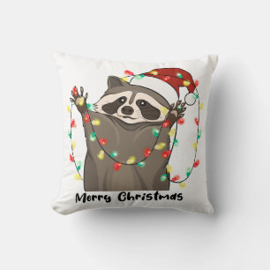 Funny Merry Christmas Raccoon Kissen
