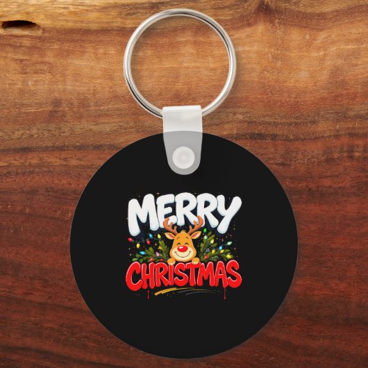 Funny Merry Christmas Reindeer Xmas Family Men &am Schlüsselanhänger (Vorderseite)