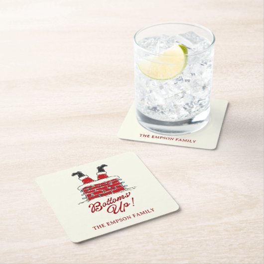 Funny Merry Christmas Santa Bottoms Up Friendmas Rechteckiger Pappuntersetzer (Vor Ort)