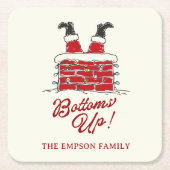 Funny Merry Christmas Santa Bottoms Up Friendmas Rechteckiger Pappuntersetzer (Vorderseite)