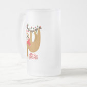 Funny Merry Christmas Sloth | Urlaub Mattglas Bierglas (Vorderseite Links)