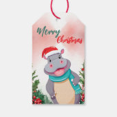 Funny Merry Christmas Wreath Niedlich HIPPO santa Geschenkanhänger (Rückseite)