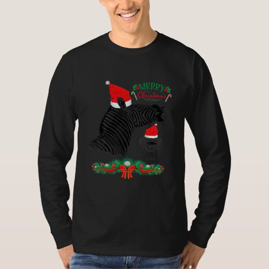 Funny Merry Christmas Zebra and Monkey Animal T-Shirt (Vorderseite)