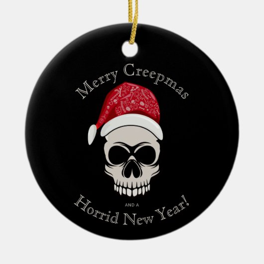 Funny Merry Creepmas Skull Santa Names Keramik Ornament (Vorne)