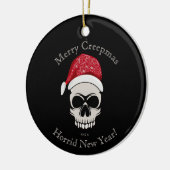 Funny Merry Creepmas Skull Santa Names Keramik Ornament (Links)