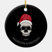 Funny Merry Creepmas Skull Santa Names Keramik Ornament (Hinten)