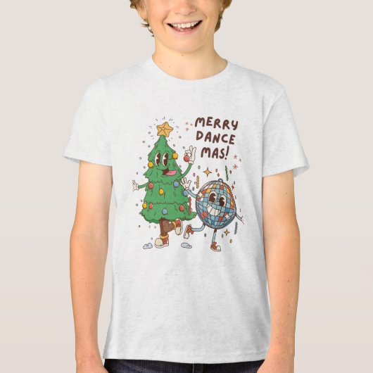 Funny Merry Dance-mas Christmas Tree Disco Tri-Blend Shirt (Vorderseite)