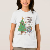Funny Merry Dance-mas Christmas Tree Disco Tri-Blend Shirt (Vorderseite)