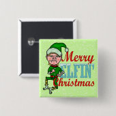 Funny Merry Elfin Christmas Bah Humbug Button (Vorne & Hinten)