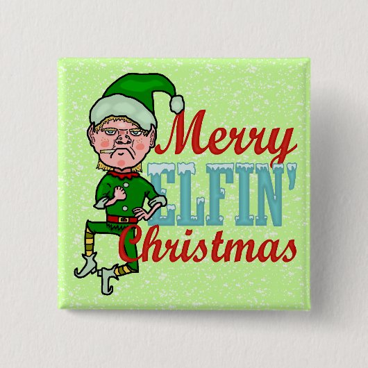 Funny Merry Elfin Christmas Bah Humbug Button (Vorderseite)