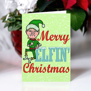 Funny Merry Elfin Christmas Bah Humbug Feiertagskarte