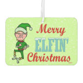 Funny Merry Elfin Christmas Bah Humbug Holiday Autolufterfrischer (Rückseite)