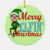 Funny Merry Elfin Christmas Bah Humbug Keramikornament (Hinten)
