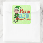 Funny Merry Elfin Christmas Bah Humbug Quadratischer Aufkleber (Tasche)