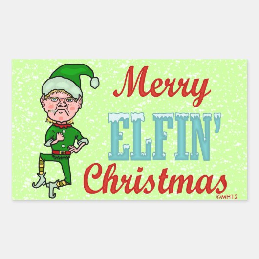 Funny Merry Elfin Christmas Bah Humbug Rechteckiger Aufkleber (Vorderseite)