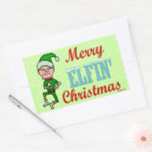 Funny Merry Elfin Christmas Bah Humbug Rechteckiger Aufkleber (Umschlag)