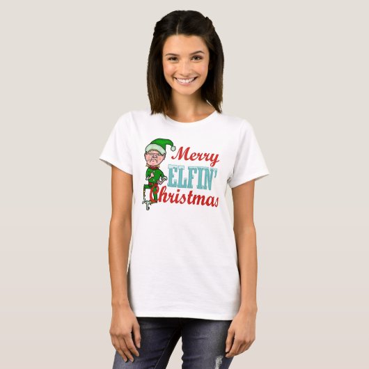 Funny Merry Elfin Christmas Pun T-Shirt (Vorne ganz)